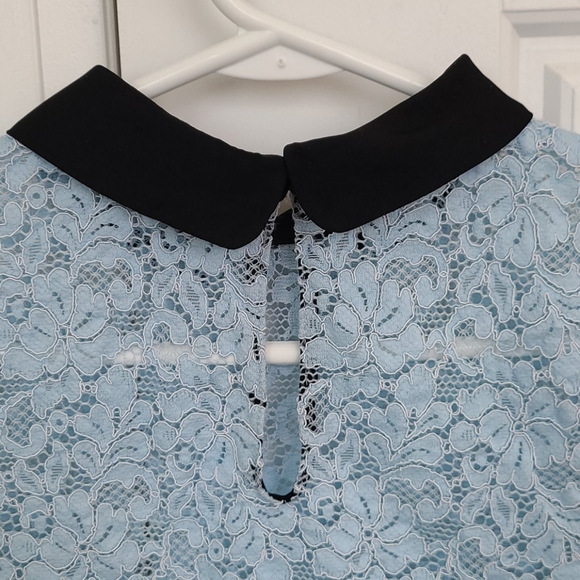 Zara Lace Top with Contrast Peter Pan Collar - Picture 4 of 11